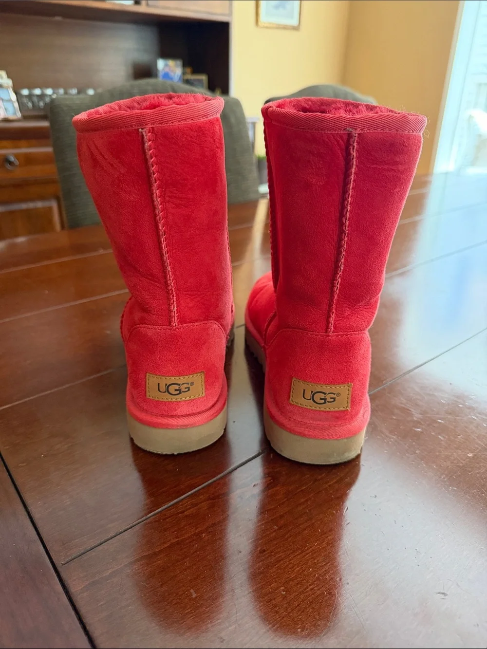 UGG Bright Red Classic Mid Calf Suede Boots